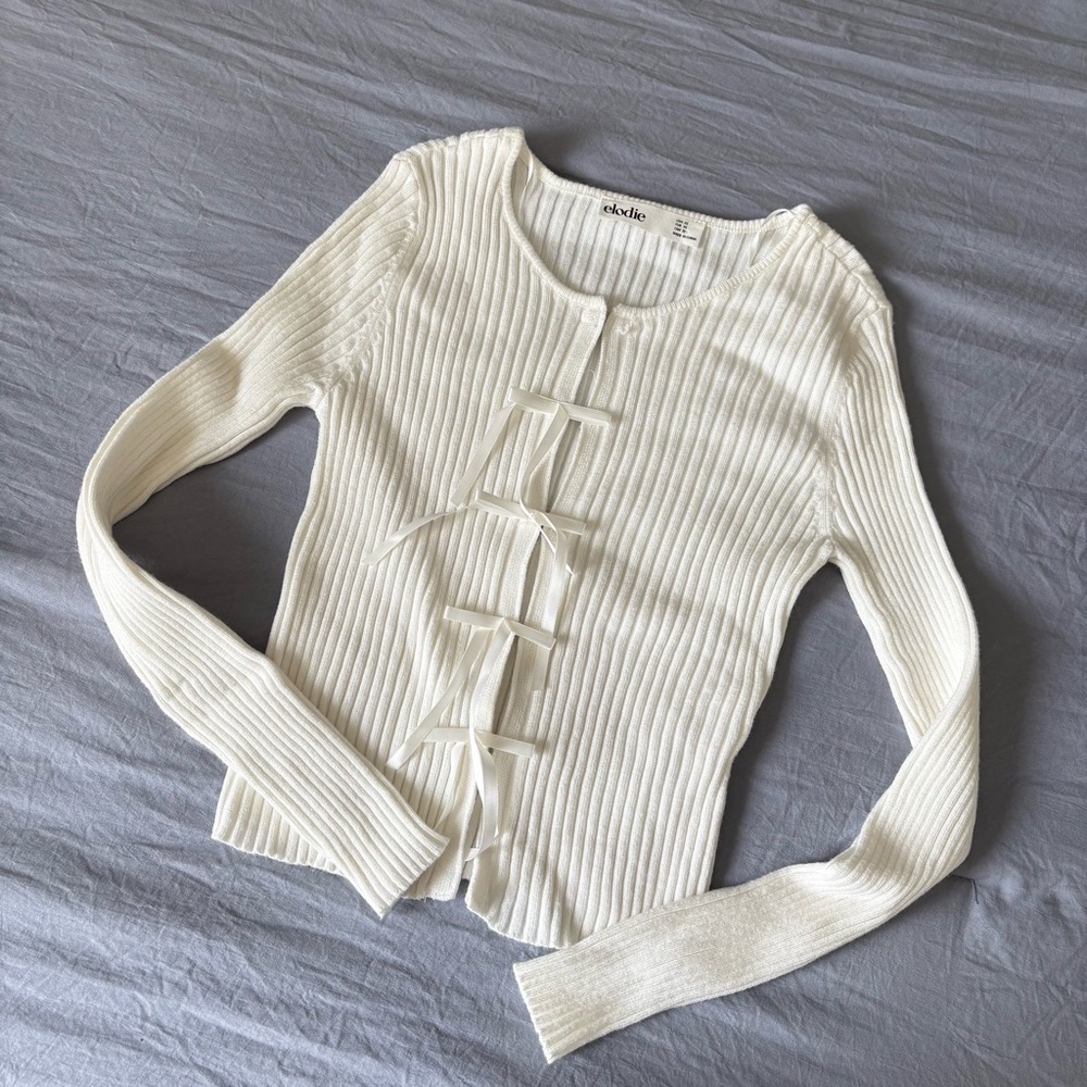 Button-down ribbed sweater top, xs